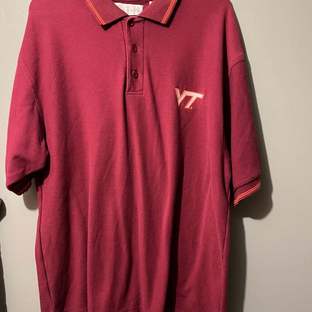 Virginia Tech Hokies Polo Shirt Mens XL Maroon Football Embroidered